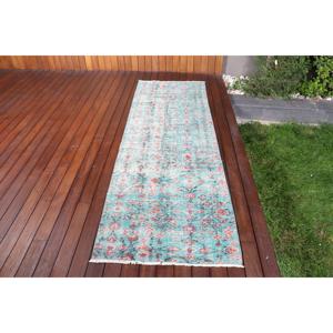 Vintage 2.7x8.2 ft Rug, <b>Runner</b> Turkish Rug, Blue <b>Red</b> Moroccan Rug - Product Image 1