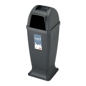 Contenedor de Basura de Plástico Delgado con Tapa Deslizante Stefanplast Diablo Negro 71060 de 50 Litros para una Gestión de Residuos Domésticos con Estilo - Product Image 1