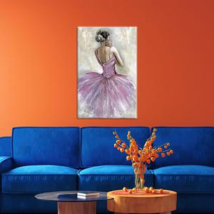 Toile imprimée : Danseuse en tutu rose, Art moderne pour chambre à coucher, TOILE ENVELOPPÉE - Product Image 1