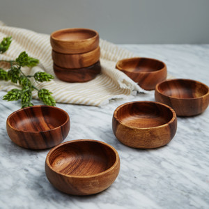 Cuencos de madera poco profundos ecológicos, juego de cuencos de madera decorativos seguros para alimentos para servir en la mesa de la cena - Product Image 4