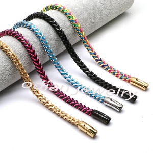 Odian Jewelry – <span class=keywords><strong>gourmette</strong></span> en acier inoxydable, plaqué <span class=keywords><strong>or</strong></span> <span class=keywords><strong>18k</strong></span>, chaîne en argent avec plusieurs couleurs de corde pour femmes et hommes, cadeau - Product Image 5