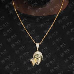 จี้ Moissanite ฮิปฮอปทรงกลม1.80 tcw 925เงินสเตอลิงสไตล์ฮิปฮอปที่กำหนดเองของขวัญวันเกิดจี้เสน่ห์ - Product Image 2