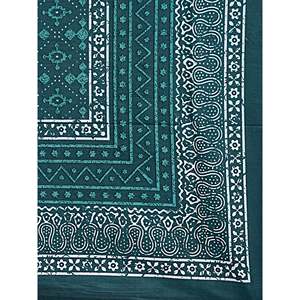 Sábana Individual Verde Mar 100% Algodón, 1 Funda de Almohada, 180 Hilos, Motivos Étnicos, Tamaño King, Sábanas Cosidas a Mano para Uso Doméstico (BSB1124) - Product Image 4