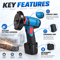 Mini-meuleuse d'angle sans fil HJT 12V à moteur à balais, outil de ponçage portable de qualité industrielle avec batterie Li-ion rechargeable pour le polissage