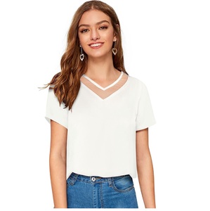 White Trendy Indian Boutique Western Wear Tops cortos de estilo regular y formal cómodos con apliques exclusivos de punto de color - Product Image 1