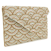 Nuevo Bolso de Mano Tipo Clutch con Cuentas y Forro de Satén de Terciopelo con Diseño Geométrico Plegable para Mujer de Brazeal Studio, Cadena Personalizable con Cierre