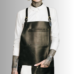 Tablier de travail en cuir véritable fait main de qualité supérieure, résistant, avec sangles réglables, poches à outils, logo personnalisable, couleur unisexe, adulte - Product Image 2