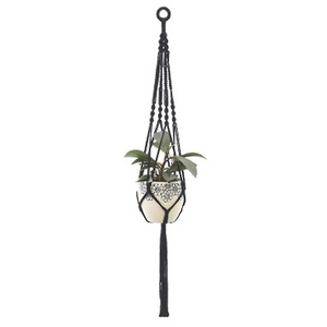 Panier de jardinière suspendu de meilleure qualité Panier mural en macramé blanc Jardinière faite à la main Panier en filet suspendu Pot de fleur en corde de coton - Product Image 6