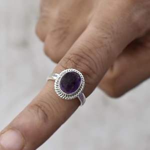 Anillo Vintage de Plata de Ley 925 con piedras preciosas lisas con forma ovalada de amatista azul Naturel para mujer, pedido a granel, precio al por mayor - Product Image 6