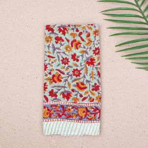 Bandana en coton floral imprimé à la main, foulard pour la tête, bandeau d'été, bandana de plage, accessoire de festival - Product Image 3