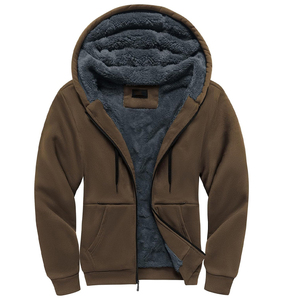 Sudadera con capucha de piel de hombre personalizada al por mayor, Sudadera con capucha de piel de lana gruesa informal barata para hombre, Sudadera con capucha de piel de invierno con cremallera completa pesada - Product Image 1