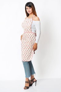 Trending New Rosewood y Sea Pink Olive Green Indian Hand Block Impreso Pure Cotton Cloth Delantal Chef Delantal Summer Flower Delantal - Product Image 3