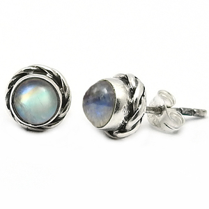 Mignon fait à la main 925 en argent Sterling pierre naturelle arc-en-ciel pierre de lune boucles d'oreilles fournisseurs de bijoux belles femmes boucle d'oreille - Product Image 1