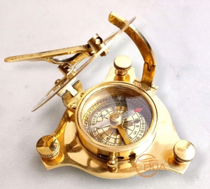 Brújula de reloj de sol de latón antiguo con caja de madera, estilo de bolsillo vintage West London Nautical Giftname - Product Image 5