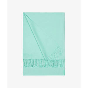 Muslim Winter Mint <b>Green</b> <b>Silk</b> Tassel Rectangular Plain Shawl - Product Image 2
