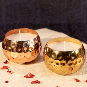 Vente en gros cuivre martelé unique Bougeoir T Light Haute qualité personnalisé fait à la main luxe rond bougie pot et bols à bougies - Product Image 1