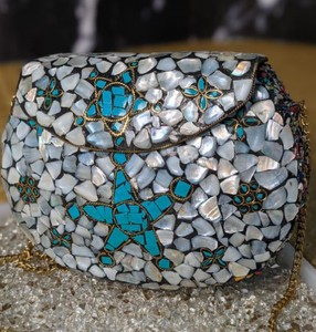 Diseño étnico de embrague mosaico con incrustaciones de piedra - Product Image 6