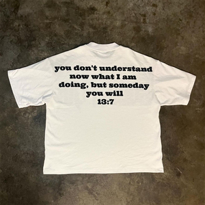 Camiseta cuadrada de gran tamaño con cuello redondo y peso pesado superventas, ropa de calle con estampado personalizado, camiseta recortada para hombre, camiseta de moda de talla grande - Product Image 1