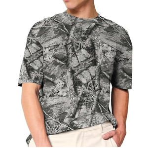 T-shirt camouflage pour hommes, col rond, manches courtes, coton, motif camouflage, coupe ample, pour la chasse et la randonnée - Product Image 3