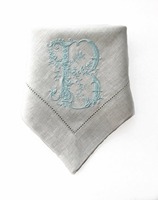 Serviettes de table en lin 100% avec ourlet festonné, pour repas raffinés, personnalisées, monogramme brodé blanc, style japonais, couleur personnalisée, logo sur les serviettes