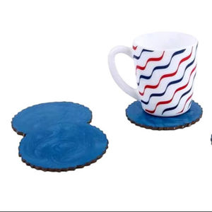 Ensemble de dessous de verre en bois artistique feuille d'or métallique miroitant tapis faits à la main Design carré moderne pour Tables de salon ensembles de cadeaux - Product Image 3