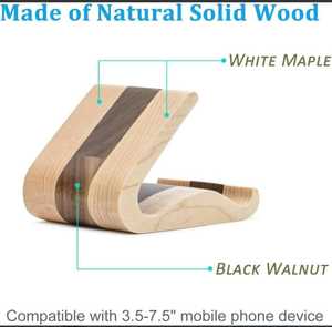 Logo personnalisé Base en bois naturel pour téléphone portable Support de bureau compatible iPhone Chargement de téléphone intelligent et support de lit - Product Image 5