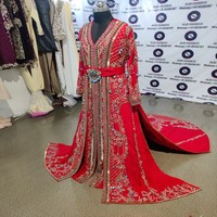 Kaftan incroyablement richement perlé, accessoire traditionnel marocain musulman, ensemble Abaya Hijab en coton pour adultes, idéal pour les fêtes ou le quotidien