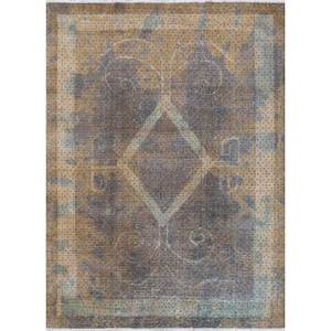 พรมขนสัตว์ถักมือสไตล์วินเทจ สีเบจและสีน้ำตาล ลายเหรียญและลวดลายนามธรรม รูปทรงสี่เหลี่ยมผืนผ้า สำหรับห้องนั่งเล่นในบ้าน รุ่น Pae-2266 - Product Image 1