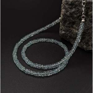 Collier unisexe en perles rondes fines 100% naturelles en aquamarine, à porter tous les jours - Product Image 4