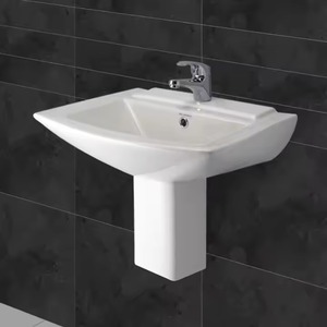 Modern Stone Sink with Dual Pressure Indoor Designer Lavabo Sink Antique Pattern Half Pedestal Wash Basin Ceramic Sanitary Wares - Product Image 5