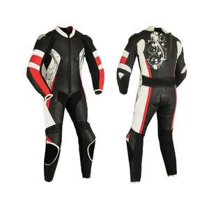 Custom Made ISONZ Leather Zone <b>Red</b> <b>and</b> Breathable <b>Black</b> Motorbike Racing <b>Suit</b> with CE Protectors Unisex Full Sleeve All Seasons - Product Image 2