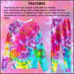 Conjunto de Sudadera con capucha unisex Tie-Dye Fleece, patrón 3D resistente a la decoloración vibrante, opciones de marca personalizadas, servicio OEM/ODM, descuentos por pedidos a granel - Product Image 5