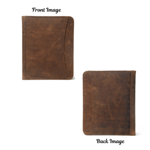 Cartera de cuero de búfalo hecha a mano con cierre de cremallera 13x10 pulgadas Vintage marrón viaje Oficina organizador A5 carta portátil - Product Image 4