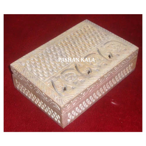 Producto Más Vendido, Caja de Joyería Rectangular de Piedra Jabonosa Natural con Diseño de Elefante para Uso Multipropósito - Product Image 1