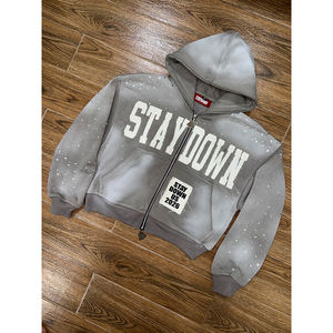 Meilleure fabrication de vêtements 100% coton polaire hommes sweat à capuche zippé hiver Sports de plein air fermeture éclair séchage rapide poche respirante pour hommes - Product Image 1