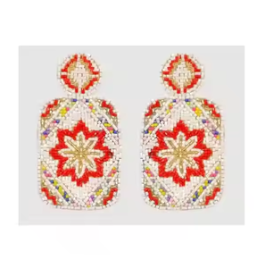 Boucles d'oreilles clous brodées multicolores classiques en forme de goutte MD Handicrafts pour les soirées féminines - Product Image 5