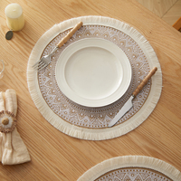 Sets de table ronds en jute écologiques de 15 pouces, modernes, naturels, avec franges, résistants à la chaleur, style farmhouse, par Tabletex