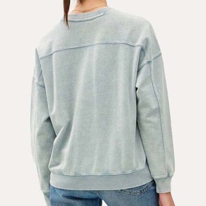 Sudadera de invierno de peso pesado Terry 300g con logotipo frontal bordado de lavado ácido de alta calidad para mujer - Product Image 6