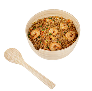 Bol de service en bambou léger avec cuillère, finition naturelle, pour riz, salades, repas, pour la maison et les restaurants, grossistes du Vietnam - Product Image 3