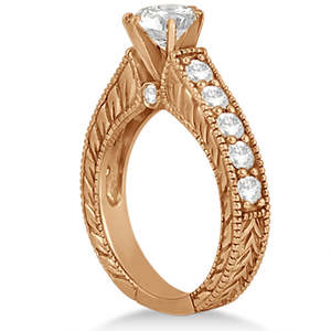 Anillo de Compromiso y Matrimonio de Oro Rosa de 14k con Diamantes Antiguos de 2.15ct - Product Image 4