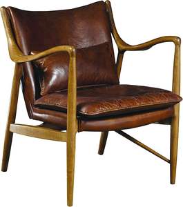 เก้าอี้แอนเดอร์สัน แอคเซนท์ ทำจากโครงไม้สักแท้และเบาะหนังสังเคราะห์เคลือบสีน้ำตาลเงา - Product Image 2