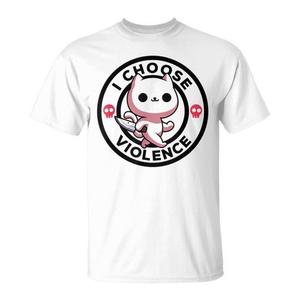 Aujourd'hui, je choisisse le T-shirt « Violence Cat » : un vêtement promotionnel pour chat, ironique et sarcastique. - Product Image 1