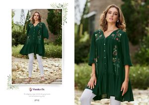 Wholesale Price XS-4XL Size Embroidered Short Top for Women Indian Style Traditional Solid Tunic Top Rayon <b>Kurti</b> for Girls - Product Image 4