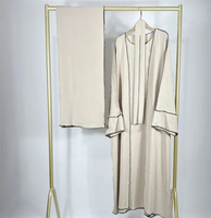 Robe Kaftan Abaya Tendance pour Femme en Mélange Coton-Polyester, Coupe Ample, Longueur Ras du Sol, Extensible dans les Quatre Sens, Modeste, Mode Ramadan Aïd Dubaï