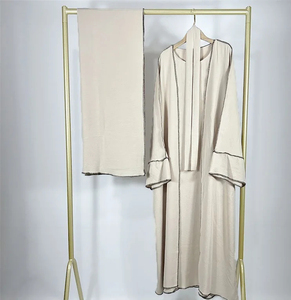 Trendy Women Kaftan Abaya Cotton Poly Blend Loose Fit Modest Floor Length Four-Way Stretch <b>Dress</b> Ramadan <b>Eid</b> Dubai Fashion - Product Image 2