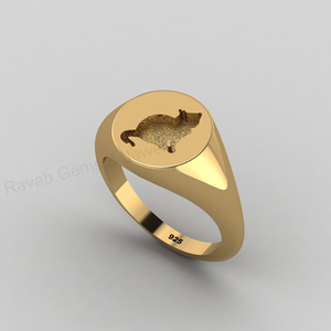925 Sterling Silver 18K Gold Plated Cat Bezel Setting Resin Ashes Breastmilk Jewelry Ring Customizable - Product Image 3