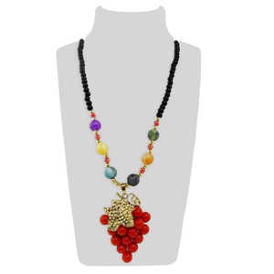 Collier pendentif Urthn Fashion 1108914 perles multicolores et pierre autrichienne en forme de raisin - Product Image 1