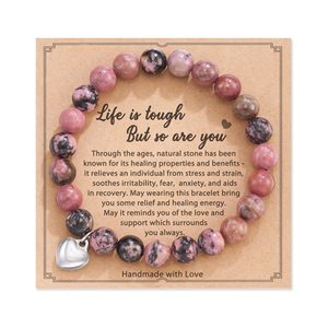 Ngựa Vằn màu hồng Vòng đeo tay con gái món quà Rhodolite Châu Phi Turquoise Rose Quartz Vòng đeo tay màu hồng zebr Vòng đeo tay - Product Image 5