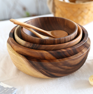 Tazón de Ensalada Desechable Hecho a Mano con Madera de Acacia, Ecológico, Estilo Americano, Color y Logotipo Personalizables, para Servir Ensaladas, Aperitivos y Frutas - Product Image 4
