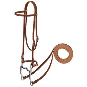 Arnés Cuero Po NY Brow Band Brida Hebilla de una sola mejilla Calzones Ajustable Western Headstall en Sunset Finish Training - Product Image 1